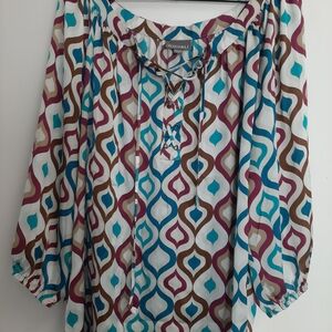 Roz & Ali Multicolor Geometric Blouse